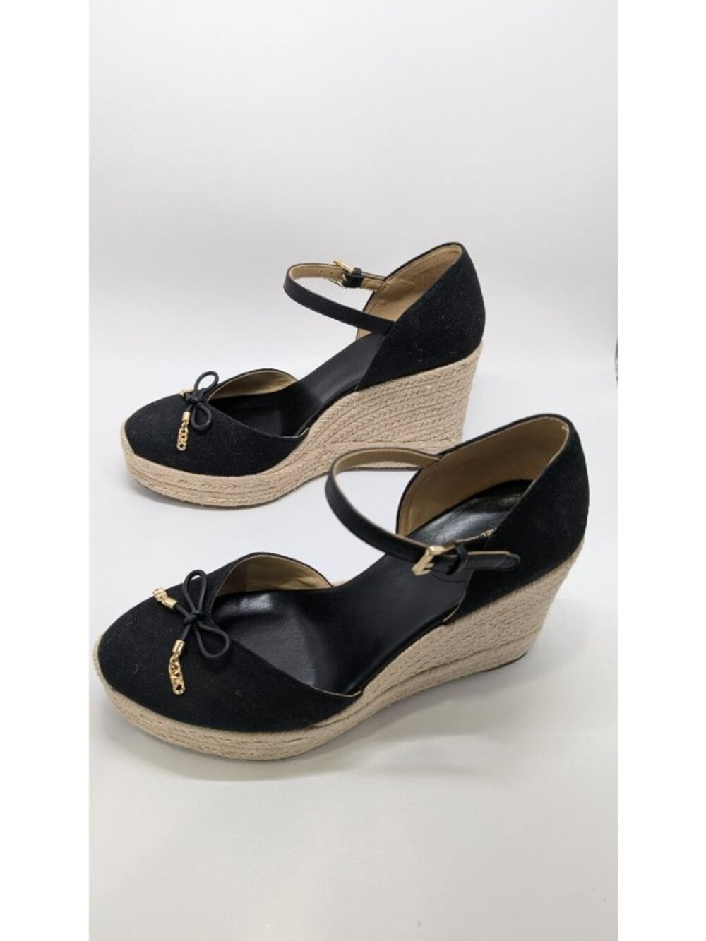 MICHAEL Michael Kors Black/Tan Nori Wedge Espadrille Sandals - Picture 5 of 7